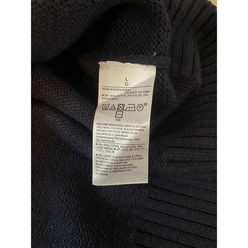 Banana‎ Republic Sweater Mens L Navy Blue Apres Ski Turtleneck Cotton Wool Blend